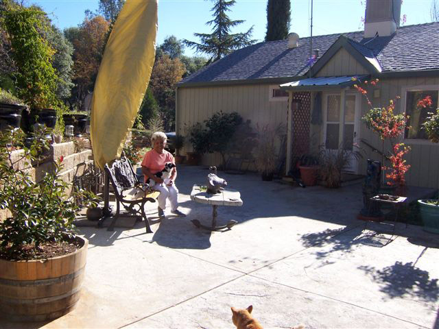 Elder Phyllis Montgomery on her new patio